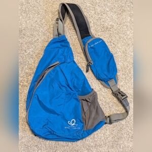 Waterfly Waterproof Outdoor Hiking Sling Bag In Blue